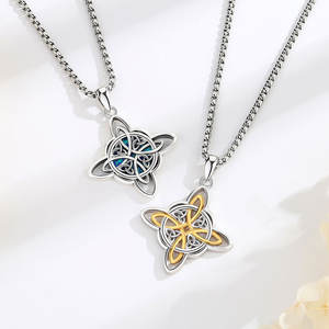 Changda rectangulaire nacre bonne chance opale pierre Wicca dieu femmes sorcières noeud bijoux pendentif collier - Product Image 3