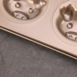 Molde antiadherente para hornear DIY, molde para pastel de donuts con diseño de cerdo de 12 cavidades, color dorado, para hornear en casa - Product Image 1