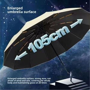 Parapluie de protection solaire en vinyle, entièrement automatique, 24 baleines, grand format, pliable en trois sections, avec design personnalisé pour le soleil, vente en gros - Product Image 3