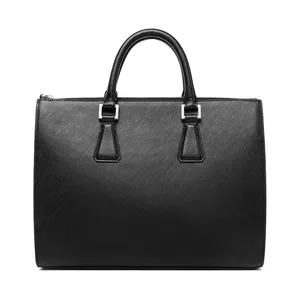 Genuine Leather Fashion Trend Casual Business Black Square Men's Briefcase