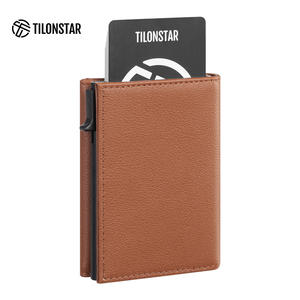 TILONSTAR TC302W модный кожаный бумажник из трехстворчатого алюминия RFID блокирующий держатель для визитных карточек для подарков - Product Image 1