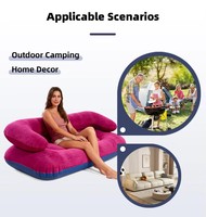 Fauteuil gonflable en PVC avec accoudoirs et design flocqué pour une détente décontractée, idéal pour le camping et les rassemblements en plein air