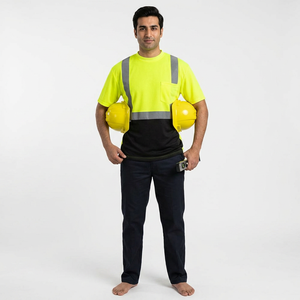 T-shirts en coton réfléchissants à haute visibilité, manches courtes, vêtements de travail haute visibilité pour la construction, le trafic, style formel, chemises de sécurité - Product Image 1