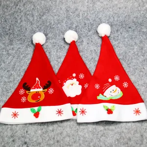 Boné de Natal personalizado de desenho animado Chapéus de Papai Noel Boneco de neve de rena bordado Chapéu de Papai Noel em massa