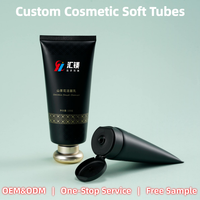 Tube souple cosmétique en plastique noir mat avec bouchon doré pour nettoyant visage, crème, lotion hydratante, soins de la peau (vide)
