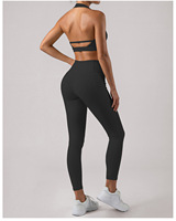 Ensemble de yoga pour femmes avec logo personnalisé, tenue de sport 2 pièces, leggings de yoga taille haute avec soutien-gorge de sport, vêtements de fitness pour femmes