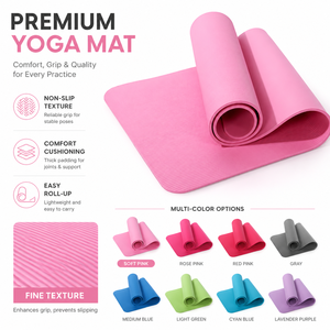 Tapis <span class=keywords><strong>de</strong></span> <span class=keywords><strong>yoga</strong></span> NBR pour entraînement à domicile, coussin extra épais pour le fitness, le Pilates et les étirements en appartement - Product Image 1