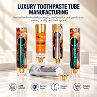 Tubes d'emballage en aluminium et plastique pour dentifrice 100 ml, contenants laminés pour soins bucco-dentaires 12,7-35 mm, bouchon à vis personnalisé imprimé UV