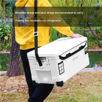 Glacière de pêche thermique moderne 48L à double ouverture sur roulettes, légère, avec maintien de la glace pendant 5 jours, pour la pêche en mer, le camping et la conservation des aliments