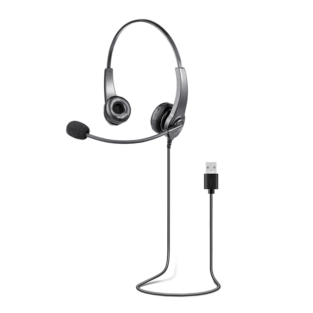 Dual Earcup USB Wired Music Headset with Noise Canceling Feature for Call Center Telephone Operators 3.5mm Interface jl Chipset