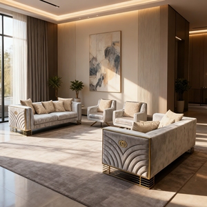 PZCN HOME Ensemble de canapés carrés rembourrés en <span class=keywords><strong>velours</strong></span> moderne et résistant à l'usure pour appartements et hôtels - Product Image 6