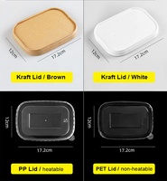Boîte à lunch jetable rectangulaire en papier kraft compostable de 500 à 1000 ml avec couvercles, boîte à repas en papier anti-fuite pour micro-ondes