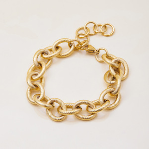 Spiral <b>Cross</b> <b>Chain</b> Bracelet 18K Gold Stainless Steel Unisex Jewelry Geometric Design - Product Image 4
