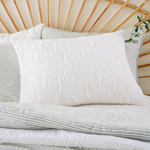 Magnifique léger Boho Shabby Chic Snow White Leaf Jacquard Broderie King Size Ensemble de couettes - Product Image 3