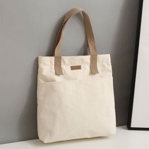 Sac fourre-tout de voyage et de shopping simple et portable de grande capacité, avec logo personnalisé, nouveau sac en toile tissée avec poignée en coton, réutilisable - Product Image 6