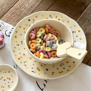 Vente chaude <span class=keywords><strong>Original</strong></span> Ins Style Coréen Vaisselle En Céramique Petite Fleur Jaune Main Pincer Saladier <span class=keywords><strong>Assiette</strong></span> À <span class=keywords><strong>Dessert</strong></span> - Product Image 4