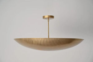 Lustre Sputnik moderne du milieu du siècle à 6 lumières, fait main, en laiton massif, avec abat-jour incurvé, pour la maison ou le bureau, luminaire de plafond LED à intensité variable - Product Image 2