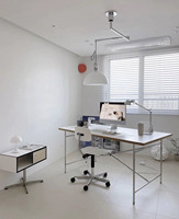 Bureau d'ordinateur en bois durable de style Bauhaus moderne du milieu du siècle, table de travail pour la maison, bureau ou salle à manger, avec plateau supérieur en métal