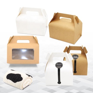 Party Favor White kraft Treat gable paper Gift Boxes with handle