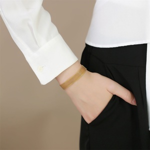 10mm Width Personalized Chunky Strap <b>Bangles</b> Stainless Steel Braided Net Shape Bracelet Jewelry <b>Set</b> - Product Image 2