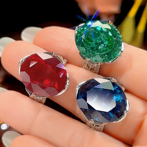 Anillos de circonita coloridos de corte ovalado Toderi de 15*18 mm, chapados en platino y cobre, joyería de flores moderna para banquetes para mujer - Product Image 3