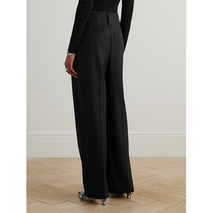 <span class=keywords><strong>Pantaloni</strong></span> <span class=keywords><strong>Neri</strong></span> a Vita Alta e Gamba Larga da <span class=keywords><strong>Donna</strong></span> - Vestibilità Morbida e Drappeggiata, Silhouette Snellente, <span class=keywords><strong>Pantaloni</strong></span> Traspiranti per Tutte le Stagioni - Product Image 2