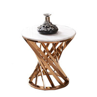 Tables basses modernes en métal doré avec plateau rond en marbre