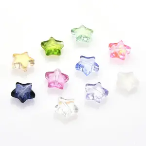 Mixed color glass beads Glass star shape beads for jewelry making Sprinkle gold powder lampwork beads