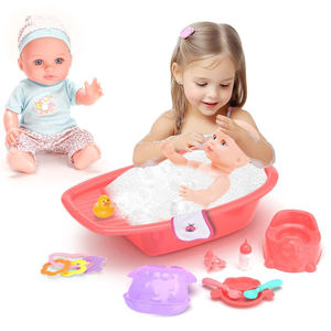 Ensemble de jouets de bain pour poupée en vinyle de 12 pouces avec accessoires d'alimentation, jeu d'imitation, apprentissage précoce, développement cognitif, cadeau pour enfants et parents - Product Image 1