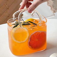 Tasse en verre créative en forme de sac à main, tasse à thé aux fruits célèbre sur internet, tasse à jus originale et très esthétique pour une sensation légèrement éblouissante.