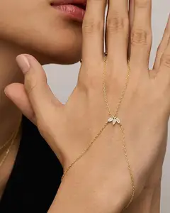 14k vàng mạ Cubic Zirconia Vòng đeo tay cho phụ nữ | Vòng đeo tay tinh tế và chuỗi cơ thể đồ trang sức