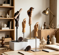 Mannequin de main en bois réglable d'origine européenne, support de présentation articulé en bois pour lunettes, bijoux, vitrine de magasin