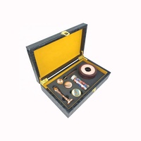 Bricolage scrapbooking bois poignée en cuir kit timbre de sceau de cire ensemble four cuillère cire