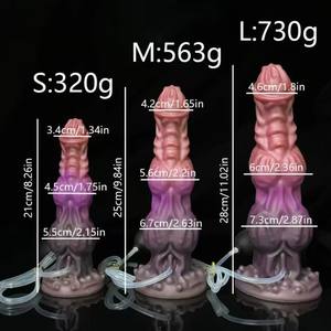 Dildo de Dragón Eyaculador Talla S de Fantasía Alienígena con 2 Nudos Grandes, Consolador de Nudo de Perro Animal con Ventosa - Product Image 3