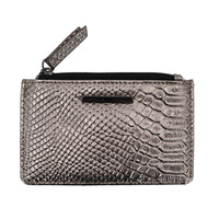 Vente chaude petite Mini taille sac en cuir PU serpent lézard motif peau Simple porte-carte pochette à fermeture éclair pour pièces clés OEM