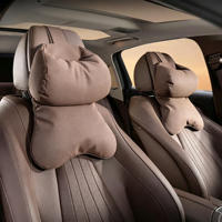 Almohada de cuello y cintura de cuero perforado para reposacabezas de coche, accesorio de confort para viajes en vehículo, de producción propia