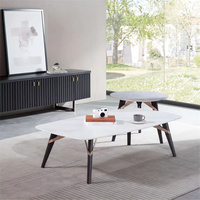 Table à thé moderne en argent rectangulaire ronde de luxe Tables basses en pierre de marbre Table basse en bois de chêne véritable