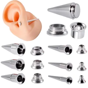 2 in 1 Ear Stretching Taper Set Gauges Screw Fit Tunnels Plugs Stainless  Steel Flesh Tunnel Gauge Piercing Body Jewelry 