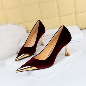 Zapatos de Tacón Alto Elegantes y Sensuales para Mujer, Diseño Xi Shi, Punta Metálica, Tacón de Copa de Vino, Estilo Club Nocturno - Product Image 1