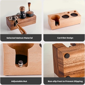Estación de Apisonado de Café Kingze de 58 mm, Soporte para Portafiltro de Espresso de Madera de Nogal, Organizador de Herramientas para Barista, para Uso <span class=keywords><strong>en</strong></span> Casa, Cafetería o Bar - Product Image 3