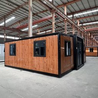 Maison conteneur moderne préfabriquée, étanche, pliable et extensible, avec énergie solaire, pour usage résidentiel (salon et chambre)