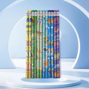 Crayons en bois HB personnalisés avec gomme, motifs de dinosaures de dessins animés promotionnels, crayons standard personnalisés - Product Image 2