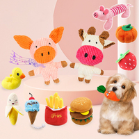 Bouledogue français écologique jouet pour chien en peluche corde à balle résistante aux morsures avec son dessin animé fruits nourriture pour animaux chat chien jouets en peluche