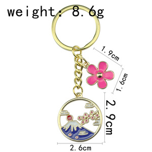 Mignon <span class=keywords><strong>cerisier</strong></span> fleurs le soleil <span class=keywords><strong>mont</strong></span> <span class=keywords><strong>Fuji</strong></span> émail porte-clés délicat coloré peint or métal bijoux cadeau pour femmes et filles - Product Image 6