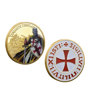 Templare <span class=keywords><strong>cavalieri</strong></span> sfida monete oro <span class=keywords><strong>argento</strong></span> placcato in metallo Samurai distintivi per souvenir e regali - Product Image 1
