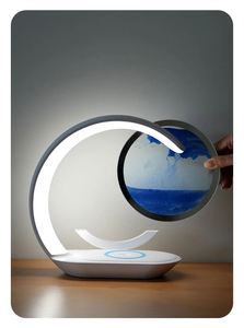 Smart Multifunctional 3D Modern Sand Painting Effect <b>Rechargeable</b> Wireless 15W Charging Night <b>Light</b> Table Lamp - Product Image 5