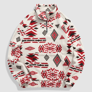 Chaqueta de Invierno de Estilo Étnico Retro, Holgada, Informal, con Estampado Geométrico, de Manga Larga, con Cierre y Aislamiento Térmico - Product Image 5