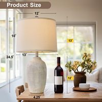 Lampe de table vintage en céramique de 24 pouces avec cordon de 5 pieds, lampe de chevet rustique de style farmhouse avec finition texturée naturelle