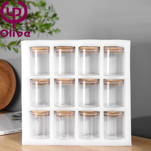 Coperchio di bambù in cotone perla vasetti <span class=keywords><strong>Set</strong></span> 220ml vetro casa cucina contenitore per condimenti frutta secca cibo fresco e feste - Product Image 4