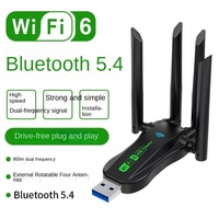 Tarjeta de Red Inalámbrica USB Bluetooth AX900, 5G Gigabit de Doble Banda con Wifi6, Sin Controladores, para Laptop, Velocidad de Transmisión de 1300mbps